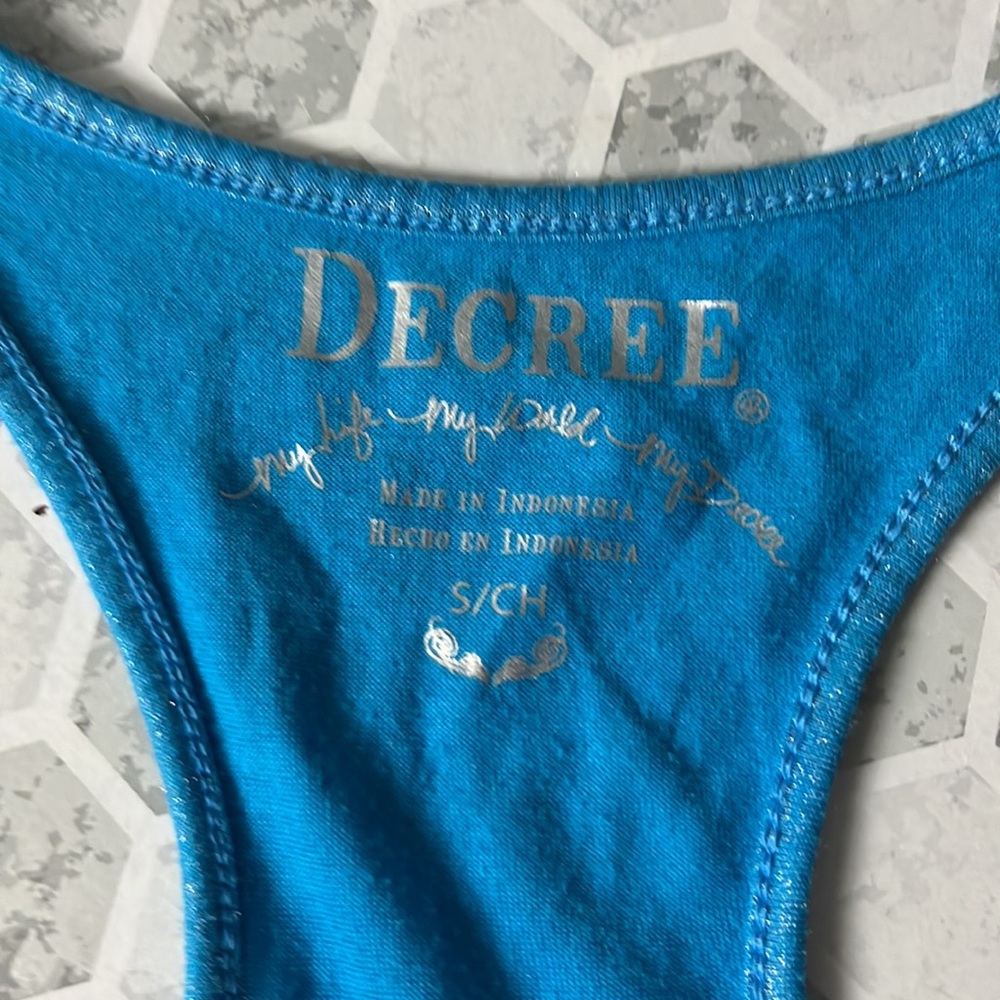 Decree Small Shiny Blue Racerback Tank Top - Picture 5 of 5